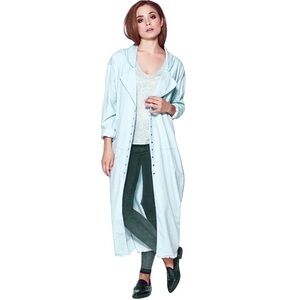 One Teaspoon Denim Duster Le Hustle Trench Coat Womens Long Button Up Jacket